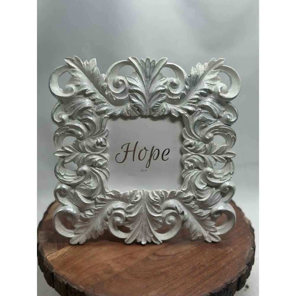 Hollywood Art Nouveau Heavy White Silver Specks Picture Frame Wedding